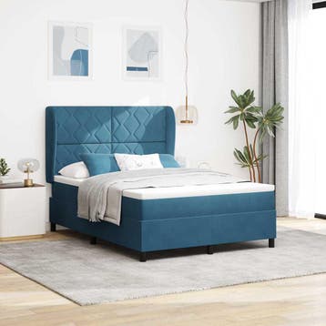 vidaXL Boxspring bed met hoofdeinde Donkerblauw 200 x 160 cm, Verzenden, Nieuw