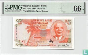 Malawi 5 Kwacha 1994 - 1994, Postzegels en Munten, Bankbiljetten | Afrika, Verzenden, Overige landen, Los biljet
