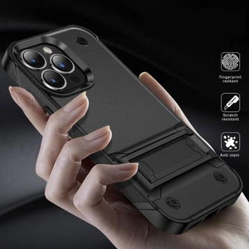 iPhone 15 Pro Armor Hoesje met Kickstand - Shockproof Cover, Verzenden