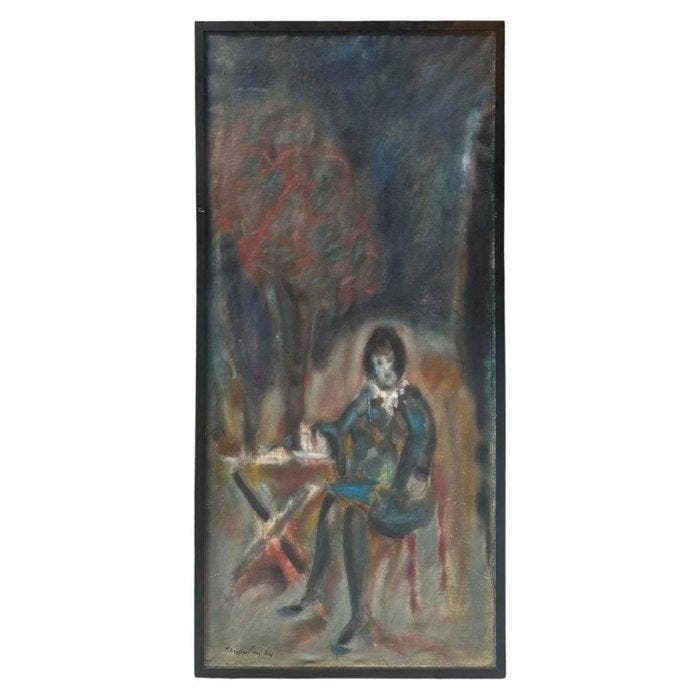 Pavlos Moschidis (1927-2004) - Woman in a Café, Antiek en Kunst, Kunst | Schilderijen | Modern