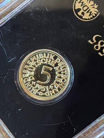 Allemagne. Gold medal 5 Deutsche Mark - 0,28g (.585) (Sans, Timbres & Monnaies