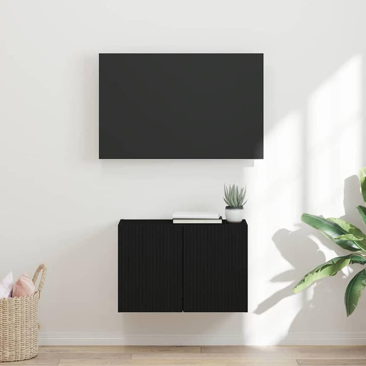 vidaXL TV Wandkast Wandgemonteerd Zwart 59,5 x 31 x 40 cm, Huis en Inrichting, Kasten |Televisiemeubels, Nieuw, Verzenden