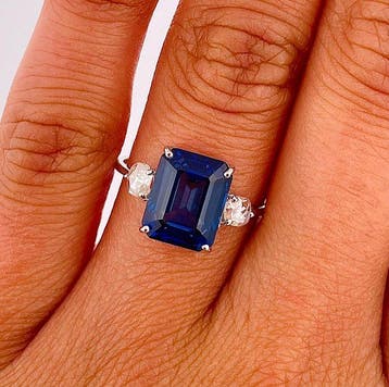 Sans prix de réserve - Bague - 18 carats Or blanc Saphir -
