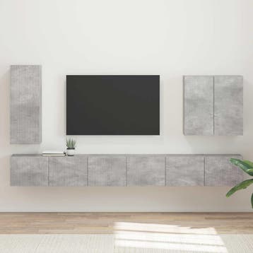 vidaXL Tv Wandkast Set 6 st Beton Grijs, Verzenden, Nieuw