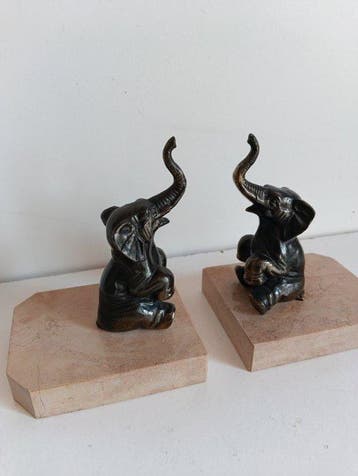 Boekensteunen (2) - Zinklegering, Marmer - Boeksteunen Art