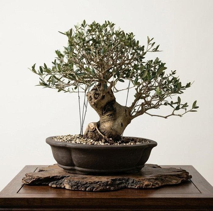 Bonsai van Olijfboom (Olea) - Hoogte (boom): 44 cm - Diepte, Antiek en Kunst, Curiosa en Brocante