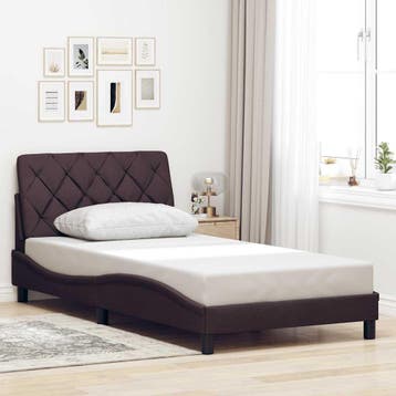 vidaXL Bedframe zonder matras 100x200 cm stof donkerbruin, Verzenden, Nieuw
