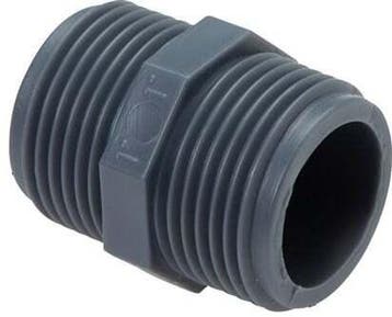 Dubbele Nippel G2'' Polypropyleen (PP) 10bar FDA 64mm Hex, Verzenden, Nieuw