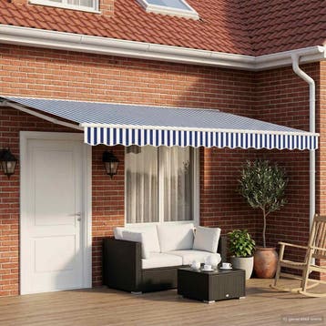 vidaXL Elektrisch Uitschuifbare Zonneluifel Blauw en Wit 4 ×, Verzenden