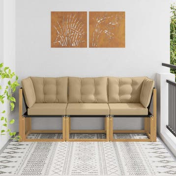 vidaXL Outdoor Midden- en Hoekbank met kussen 3 Stuk Wit, Verzenden