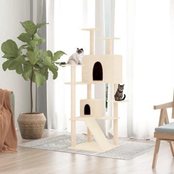 vidaXL Kattenmeubel met sisal krabpalen 153 cm crèmekleurig, Dieren en Toebehoren, Verzenden, Nieuw