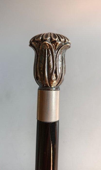 Wandelstok - zilveren gelamineerd, Antiquités & Art, Antiquités | Argent & Or