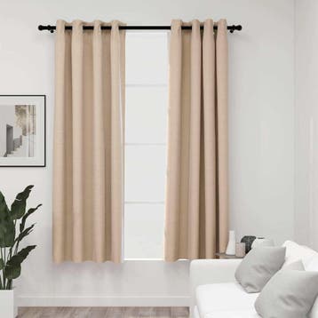 vidaXL Gordijnen linnen-look verduisterend ogen 2 st 140x175, Verzenden, Nieuw