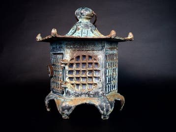 Hexagonal lantern - Plafondlamp - Antieke Japanse bronzen