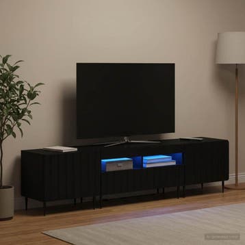 vidaXL 5-delige LED TV-kast Zwart Bewerkt hout, Huis en Inrichting, Kasten |Televisiemeubels, Verzenden, Nieuw