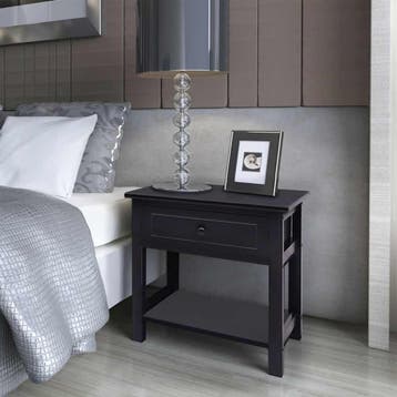 vidaXL Nachtkastjes 2 st hout zwart, Huis en Inrichting, Verzenden, Nieuw