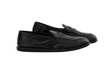 GIORGIO ARMANI - 10 UK - 44 IT - Shoes Loafers Slip-On Logo, Nieuw