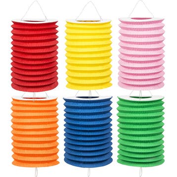 Gekleurde Lampionnen Trek 16cm 12st, Verzenden, Nieuw