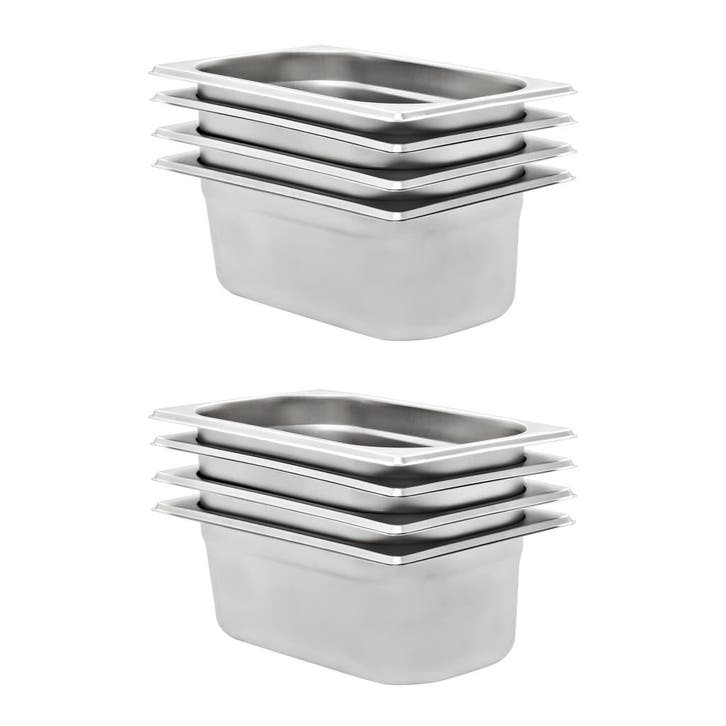 vidaXL Gastronormbakken 8 st GN 1/4 100 mm roestvrij staal, Antiquités & Art, Antiquités | Ustensiles de cuisine, Envoi