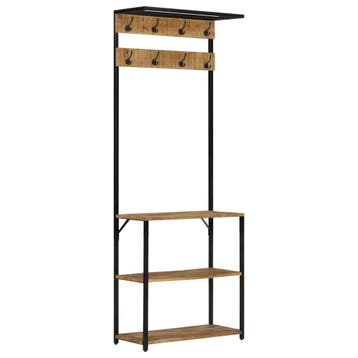 vidaXL Kapstok met schoenenrek 68x30x182 cm massief ruw, Verzenden, Nieuw