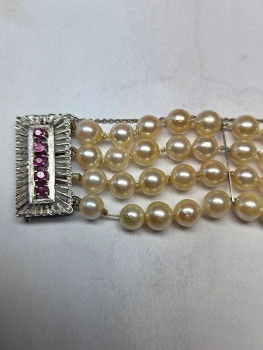 Bracelet - 18 carats Or blanc - 0.40ct. tw. Rubis - bracelet, Bijoux, Sacs & Beauté, Bijoux anciens