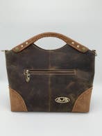 Handtas donker en licht bruin leren tas, Ophalen of Verzenden