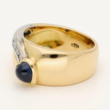 Bague - 18 carats Or jaune Diamant (Naturelle) - Saffier -, Bijoux, Sacs & Beauté, Bagues