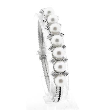 Witgouden visgraat schakelarmband met diamanten; 0,24 ct...., Handtassen en Accessoires, Armbanden, Gebruikt, Ophalen of Verzenden