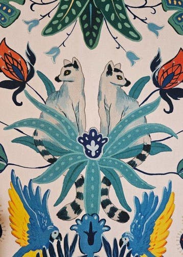 Ornithologisch weefsel in Art Déco stijl, exclusief, met