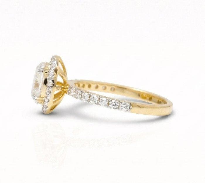 Verlovingsring - 14 karaat Geel goud - 1.40ct. tw. Diamant, Handtassen en Accessoires, Antieke sieraden