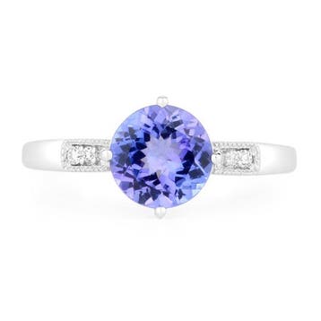 Ring - 14 karaat Witgoud - 1.40ct. tw. Tanzaniet - Diamant -, Handtassen en Accessoires, Nieuw
