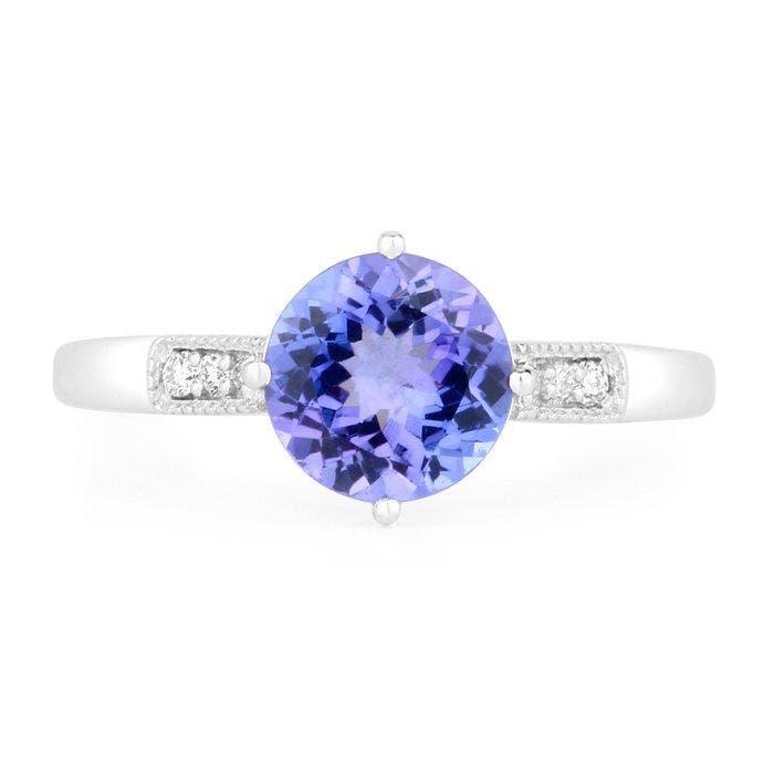 Ring - 14 karaat Witgoud - 1.40ct. tw. Tanzaniet - Diamant -, Bijoux, Sacs & Beauté, Bagues