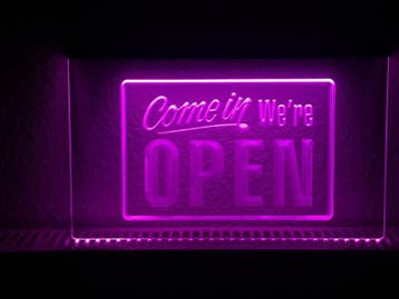 OPEN neon bord lamp LED verlichting reclame lichtbak #22 COM, Verzenden, Nieuw