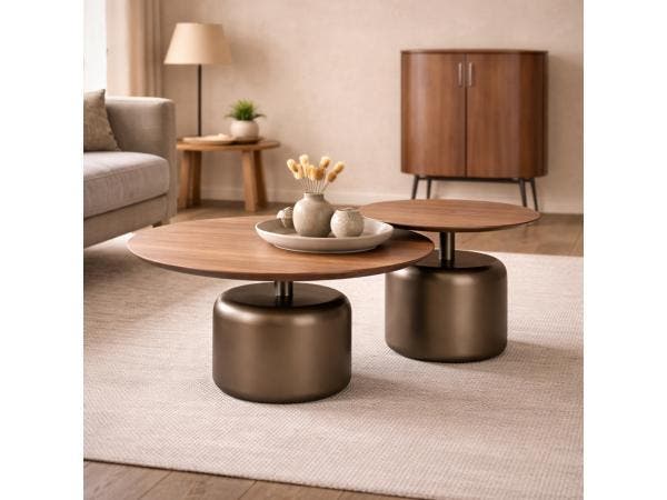 Veiling - Salontafels/Bijzettafels set Walnoot - Notenhout -, Huis en Inrichting, Tafels | Salontafels, Nieuw