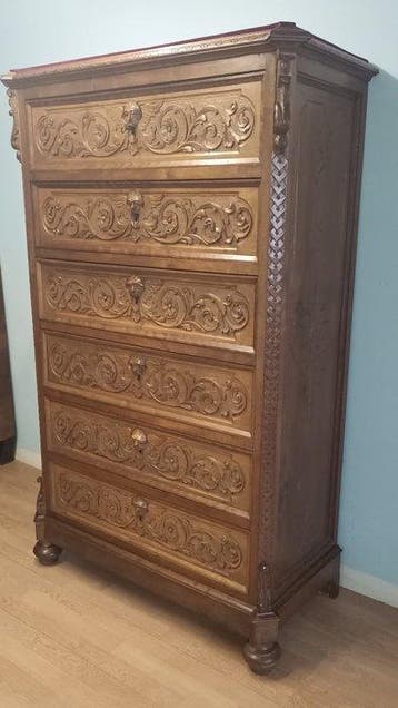 Commode - Noyer, Velours - commode de style baroque