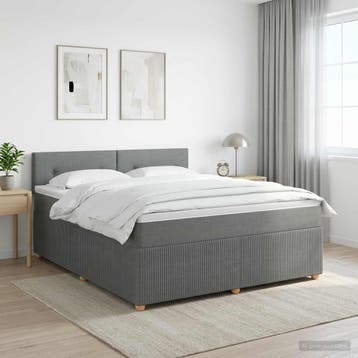 vidaXL Boxspringbed met matras Donkergrijs 160 x 200 cm Stof, Verzenden, Nieuw
