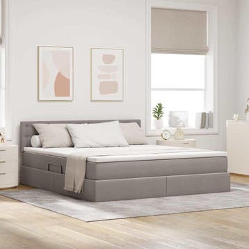 vidaXL Opbergbed met matras met matras Taupe 180 x 200 cm, Verzenden