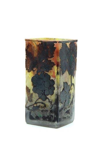 Daum - Vaas - Art Nouveau (ca. 1900) vierkante cameo-glas