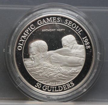 Suriname. 50 Guilders 1988 (PROOF - muntslag) Summer