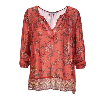 Frogbox • rode tuniek met bloemen • S (36), Kleding | Dames, Blouses en Tunieken, Princess goes Hollywood, Verzenden, Nieuw, Maat 36 (S)