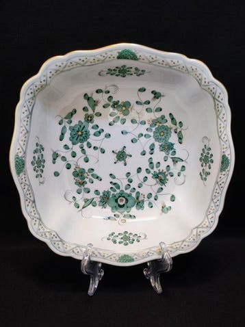 Meissen - Kom - quadratisch 22,7x22,7x6,5 cm Indisch Grün, Antiek en Kunst