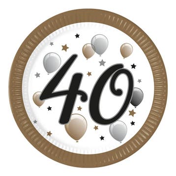 40 Jaar Borden Papier 23cm 8st, Verzenden