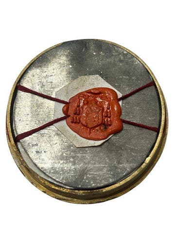 Reliekhouder - Brons, Gouden cartouche, Glas, Textiel - 20e
