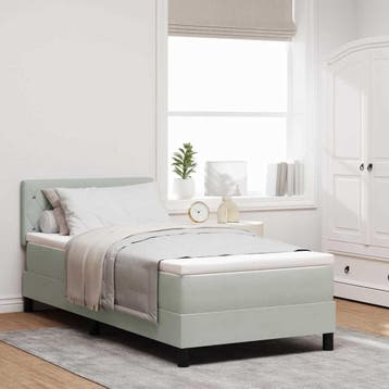 vidaXL Boxspring bed met matras Lichtgrijs 90 x 190 cm, Verzenden