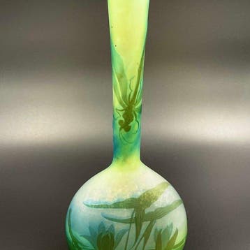 Emile Gallé - Vaas - Glas - Libelle waterlelie vaas
