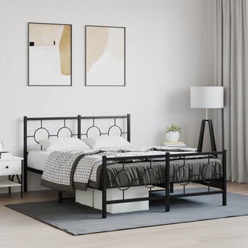 vidaXL Bedframe met hoofd- en voeteneinde metaal zwart, Verzenden, Nieuw