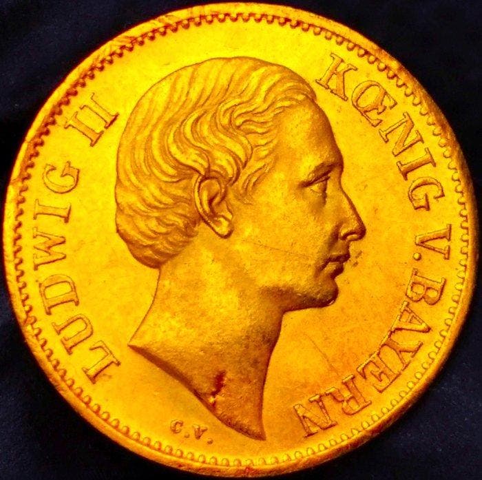 Duitsland, Beieren King	Louis II (Ludwig II) (1864-1886). 1, Postzegels en Munten, Munten | Europa | Niet-Euromunten