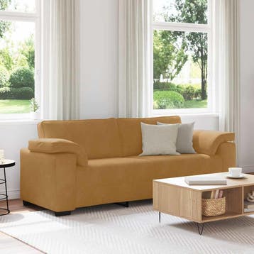 vidaXL 3-zitsbank / zetel bruin 220x77x82 cm fluweel, Verzenden, Nieuw