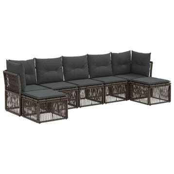 vidaXL Tuinbank Set 7 pcs Grijs poly rattan, Verzenden
