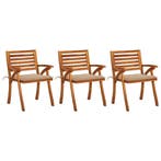 vidaXL Tuinstoelen 3 st met kussens massief acaciahout, Verzenden, Nieuw